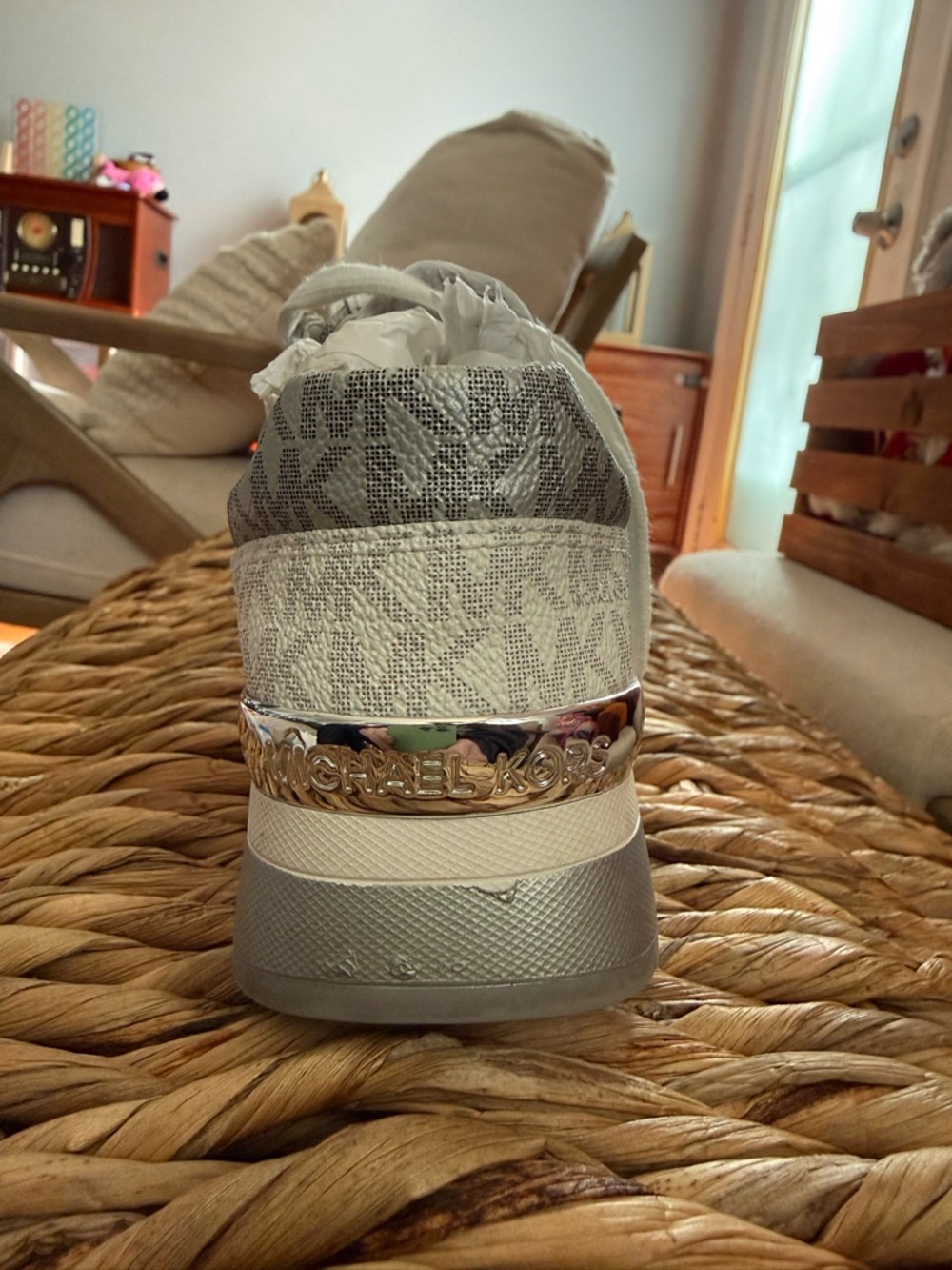 Michael Kors Allie Trainer Leather Silver Bright White size 6 women’s Y2K - Picture 6 of 6
